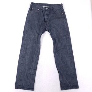 Levi's 501 Jeans Mens 36x34 Button Fly Straight Leg Faded Black Grunge Skater